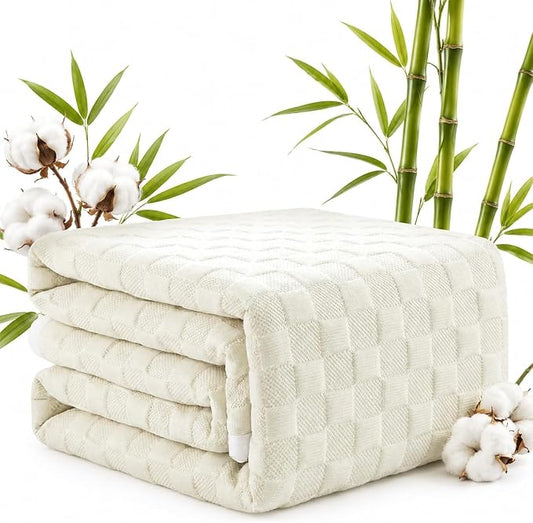 Waterproof Mattress Protector King, Organic Cotton, White | Organic Cotton 250GSM 3D Waffle, Noiseless TPU Waterproof, Deep Pocket 8-18" Fit, OCS & OEKO-TEX Certified, Washable