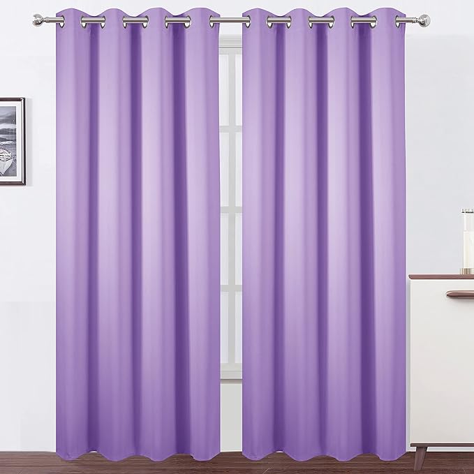 Lilac Blackout Curtains 52 x 84 inch/Lavender Curtains Set of 2 Panels/Thermal Insulated Room Darkening Bedroom Curtains