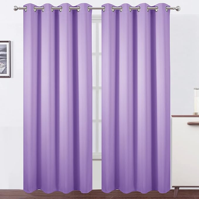 Blackout Curtains 52 x 95 inch/Lavender Curtains Set of 2 Panels/Thermal Insulated Room Darkening Bedroom Curtains