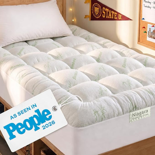 Niagara Sleep Solution Ultra Soft & Cooling Mattress Topper - Twin XL Size | Rayon Derived from Bamboo, Pillow Top Mattress Pad, 20" Deep Pocket, Back Pain Relief, Perfect for Hot Sleepers, Green