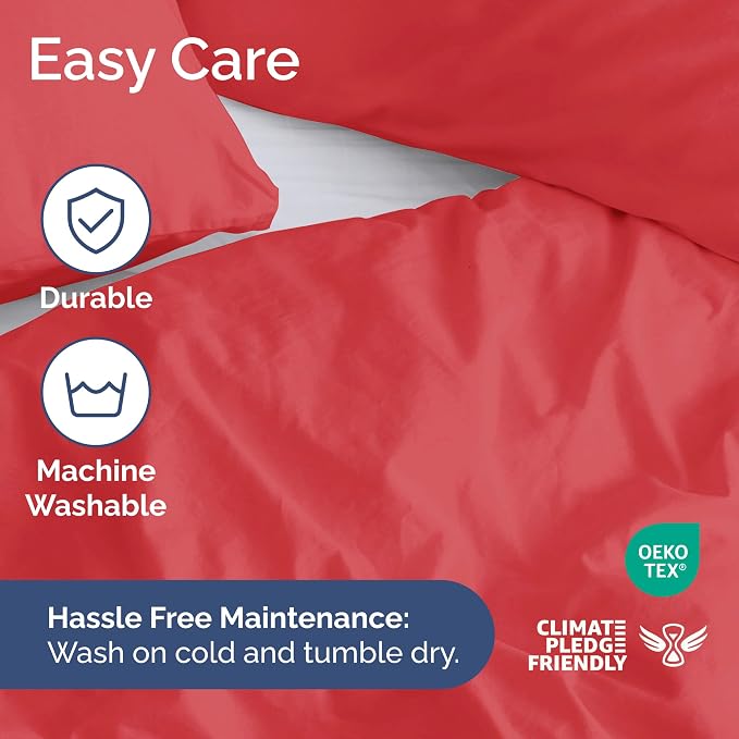 Duvet Cover Cal King Size - Soft 3 Piece with Zipper Closure - Red | Extra Soft, Breathable, Cal King Duvet Cover 104" x 98" with 2 Pillow Shams, Zipper Closures & Ties, Women, Men, Kids & Teens