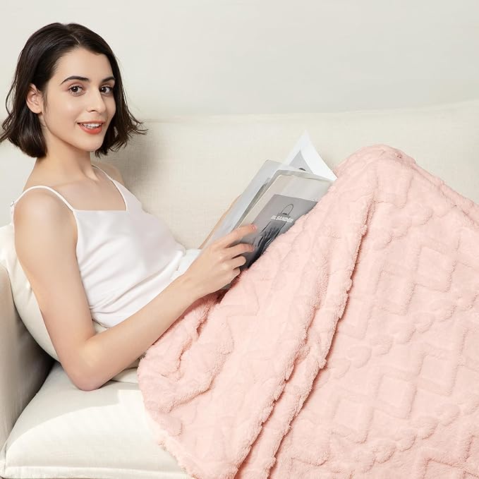 Aganear Fleece Throw Blanket for Couch Sofa 60"x80" Pink | Lightweight Fuzzy Throw,Warm Gift for Women,Christmas,Housewarming,Soft,Boho Design for Room Home Decor,All-Season Use