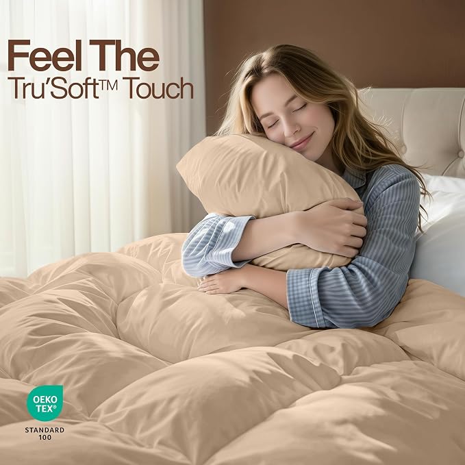 Utopia Bedding Twin Comforter, Duvet Insert, Beige, 64 x 88 Inches | Soft and Fluffy Down Alternative Bed Comforter, All Season, Breathable, Corner Tabs, Box Stitched, Durable, Machine Washable