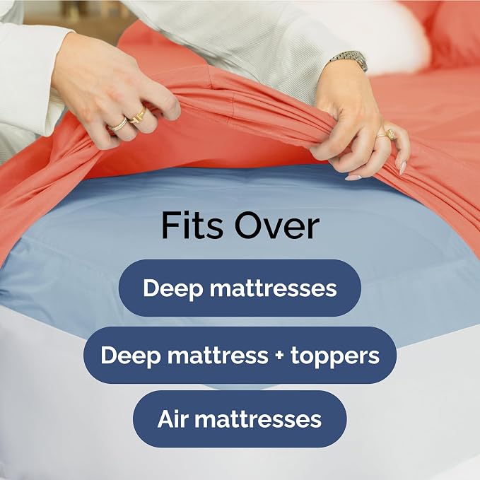 Extra Deep Twin Sheet Set - 3 Piece Breathable & Cooling Bed Sheets - Coral | Easily Fits 18 to 24 inch Mattress - Ultra Soft, Wrinkle & Fade Free with Extra Deep Pockets - Comfy Hotel Luxury Bedding