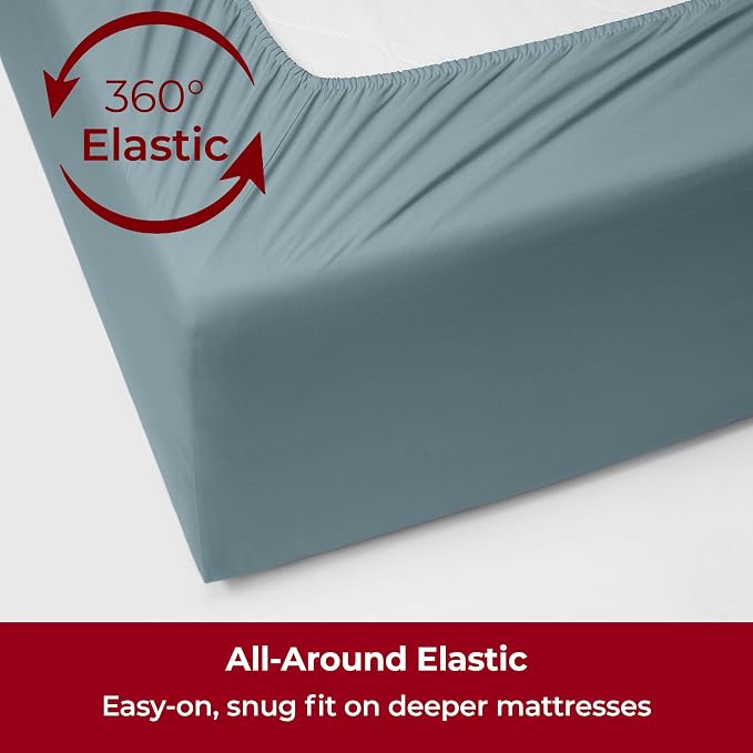 Mellanni Iconic 4-Piece, Ultra Soft Sheet Set (King, Spa Blue) | 10M+ Sleepers. Lab-tested: Sleeps Cool, Stays Bright, Strong, Smooth. Good Housekeeping Best Bedding, 7 yrs running.