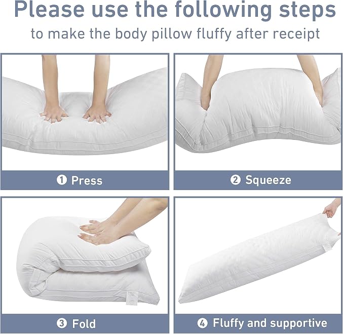 Leeden Adjustable Body Pillow 21 x 54 for Side Sleepers White | Soft polyester padding delivers full-body support for side sleepers, maternity rest, reading and daily relaxation.