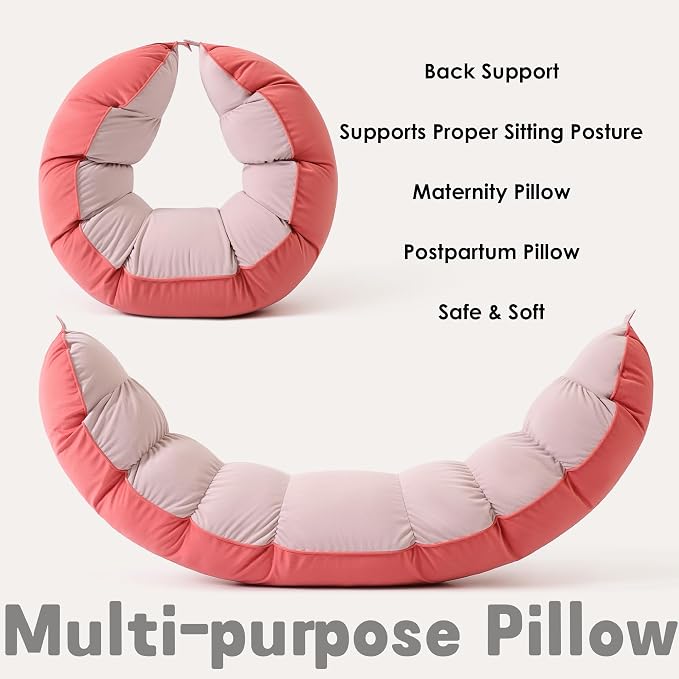 Peallow(Pat. Pend) – Long Round Body Pillow for Adults, Bolster Pillow for Sleeping, Soft and Supportive Pillow for Sleeping & Lumbar Support(Coral Peach,59")