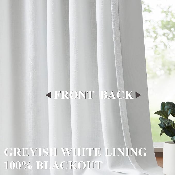Vision Home White Pinch Pleated Full Blackout Curtains 60 inch Wide Thermal Insulated Window Panels 112 inch for Bedroom Living Room Darkening Pinch Pleat Drapes with Hooks Back Tab 60" Wx112 Lx1