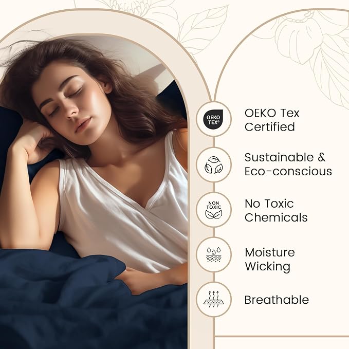 Egyptian Cotton Sheets Queen Size Set, 800TC Queen Sheets Set - Dark Denim | 15" Deep Pocket, Breathable & Cooling, Sateen Weave 4-Piece fully elasticized Sheet & Pillowcase Sets, OEKO-TEX Certified