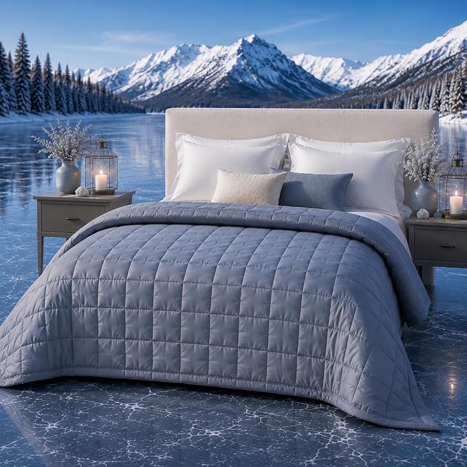 HomeSmart Weighted Cooling Blanket King Size 30 lbs, Soft Cooling Fabric | Fits King and California King Beds, Medium Therapeutic Pressure With Balanced Weight, Oversized Design, Machine Washable