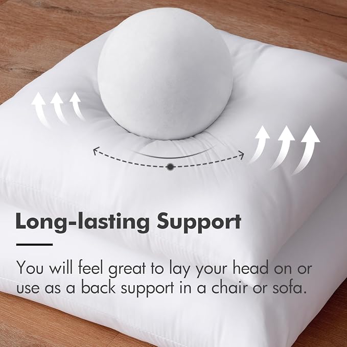 MIULEE Set 2 Throw Pillow Inserts Premium Pillow Stuffer Form 14x14 Inch | Square Form for Decorative Cushion Bed Couch Sofa