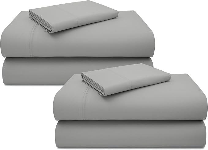 California Design Den 2 Pack Luxury 600 Thread Count Twin Bed Sheet Set | 100% Cotton Sateen Backed by Good Housekeeping Seal, Soft & Smooth, All-Around Elastic, Durable, Easy Care - Light Grey