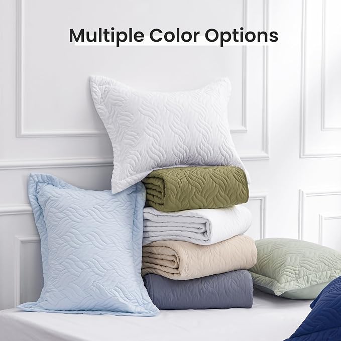Love's cabin Quilts for Full Bed Olive Green Bedspreads Bedding Set - Lightweight Bedspread Comforter - Wave Pattern Bedding Coverlet for All Season - 3 Pieces (1 Quilt, 2 Pillow Shams)
