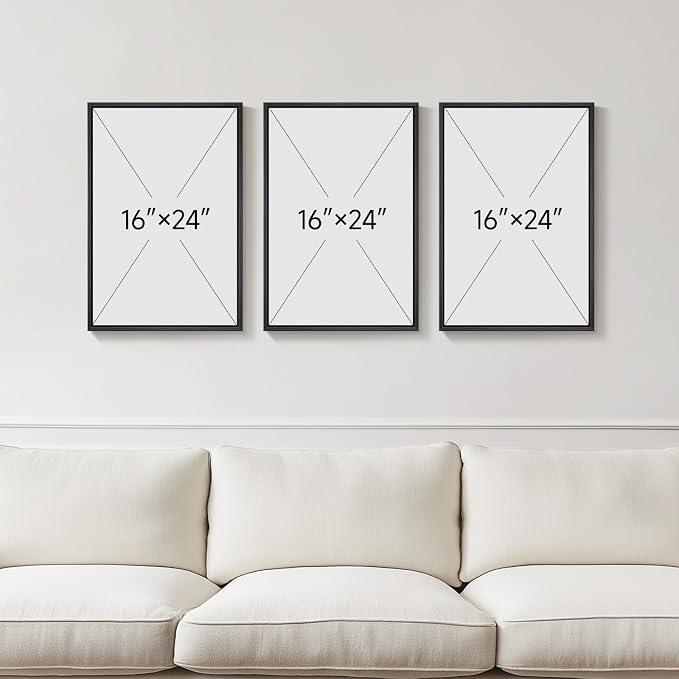 Framed Black and White Modern Abstract Wall Art, 3 Piece Canvas Prints Paintings Artwork for Walls, Minimalist Black White Grey Pictures for Living Room Dining Room Bedroom Office Wall Decor 16x24 In | Black Grey Paintings, Modern Artwork, Minimalist P...