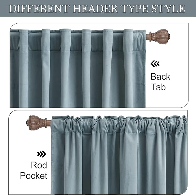 RYB HOME Blue Velvet Curtains 96 inches for Bedroom Living Room | Thermal Insulated,Privacy UV Block,OEKO-TEX Certified,Luxury Window Decor for Dining Room Sliding Door,W52 x L96,2 Panels