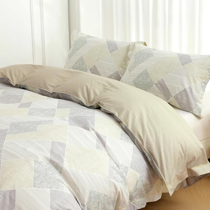 OAITE Queen Floral Pattern Duvet Cover Set Unique Design 3pcs 100% Cotton | Exquisite Stitched Hem, Breathable,Soft,Hidden Zipper,8 Corner Ties,Easy Care for All Season