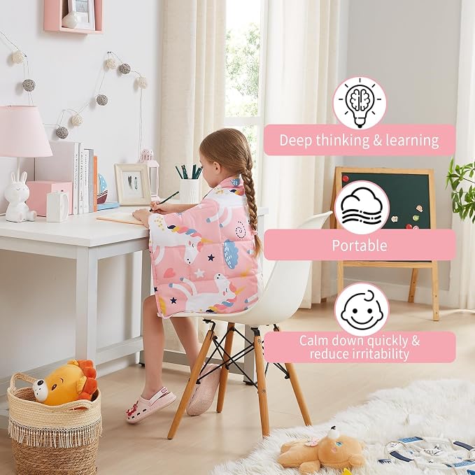 Pink Unicorn Weighted Blanket 2lbs Small Weighted Lap Pad Gifts, 20"x30" | Unicorn Heavy Throw Blanket, Breathable Cooing Mini Pink Blanket, 2lbs Small Lap Blanket Birthday Gift for Lovely One
