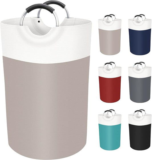 BlissTotes 75L Laundry Basket, Freestanding Collapsible Hamper, Brown | Collapsible Dirty Clothes Hamper, Foldable Laundry Bag for Dorm, Waterproof Fabric, Padded Aluminum Handles