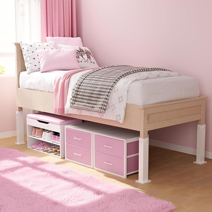 BOLUO Stackable Closet Drawers for Clothes Organizers and Storage Fabric Pink 2 Drawer Dresser for Bedroom 2 Packs Modern Small