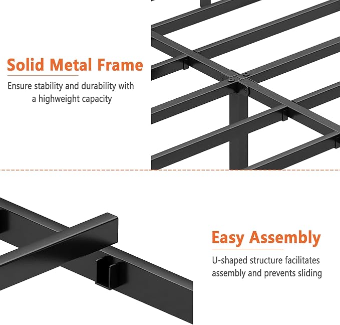 DIIYIV Twin Metal Bed Frame,Steel Slat Support,Noise Free,Easy Assembly | Twin Size Bed,Mattress Foundation,Underbed Storage,No Box Spring Needed