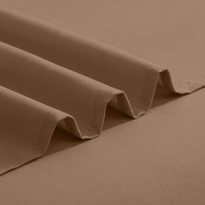 Elegant Comfort Luxurious 1500 Premium Hotel Quality Microfiber Three Line Embroidered Softest 5-Piece Bed Sheet Set, Wrinkle and Fade Resistant, Split King, Taupe
