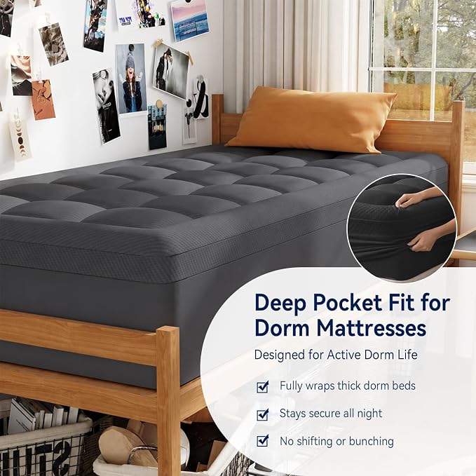 ELEMUSE Twin XL College Dorm Essentials 3 Inch Memory Foam Mattress Topper | Dual Layer Design, 2 Inch Cooling Gel Foam and 1 Inch Soft Pillow Top Bed Pad, Back to School, Comfortable Support