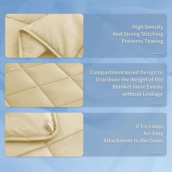 Weighted Blanket for Adults (15 lbs, 48" x 72") Twin Size Soft Cooling Heavy Blanket Sleeping, Apply to 130-160 lbs Body, Thick Breathable Blanket with Glass Bead, Easy Care