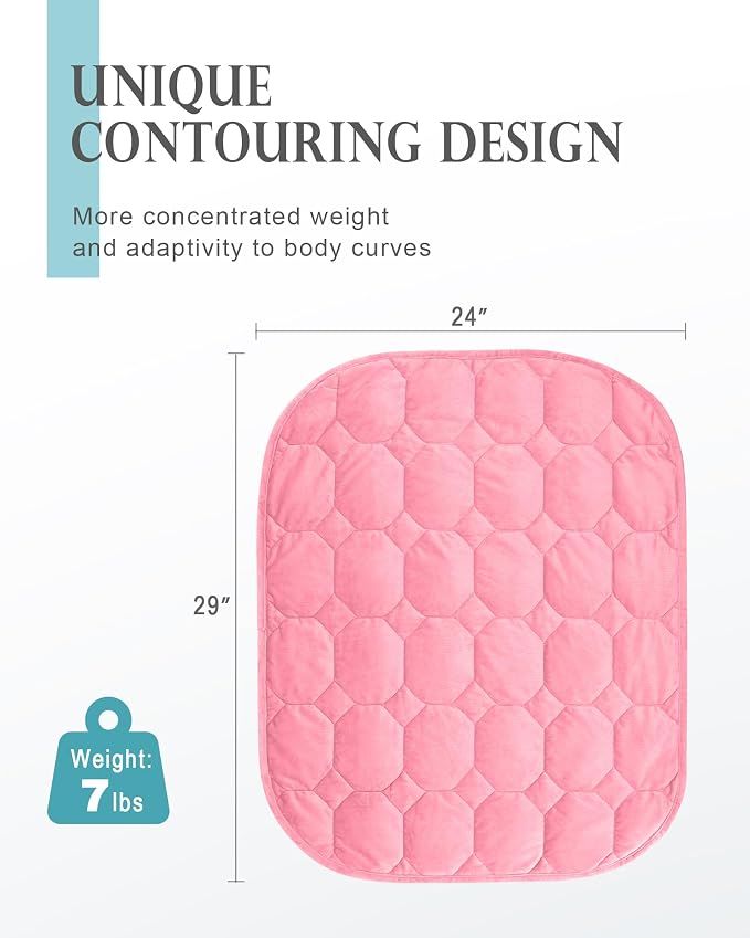 Cottonblue Small Weighted Lap Blanket 7lbs for Adults Teens 24"x29", Pink | Luxury Crystal Velvet Weighted Blanket Pad, Washable Portable Travel Blankets for Sleeping Relaxation All Season, Washable