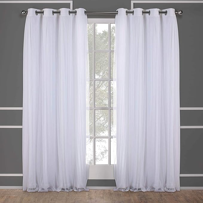 TOWN & COUNTRY LUXE Talia Double Layer Indoor Curtains, Sheer and Room Darkening Blackout, Grommet Top, Energy Efficient, 2-Pack Set, 52"x120", Rose Blush