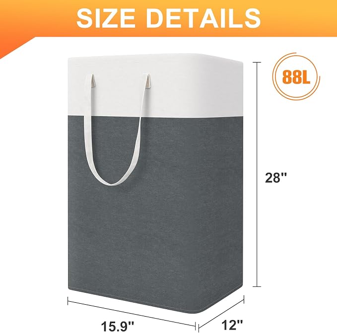 TasticTotes Laundry Basket 3 Pack, Laundry Hamper, 88L-Grey | Clothes Laundry Hamper, Collapsible Laundry Basket, Freestanding laundry hamper with Handles for Home or Dorm