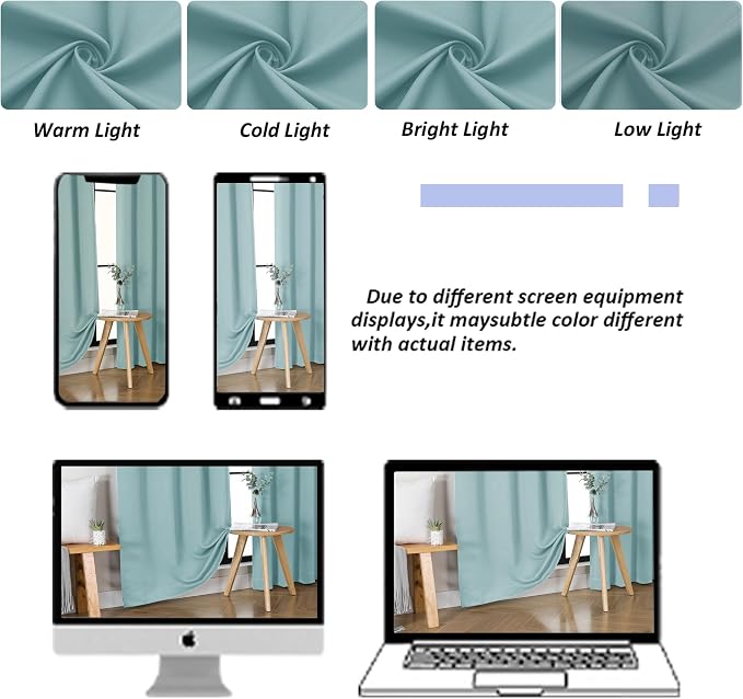 Simplebrand Ava Aqua Blackout Curtains for Bedroom 72 Inch Length 2 Panels Set, Privacy Thermal Insulated Rod Pocket Window Curtains for Patio French Door Front Door, W40 x L72 Inch, Aqua