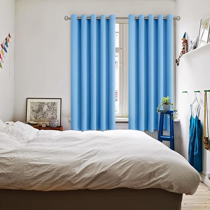 BGment Sky Blue Room Darkening Curtains 63 Inch for Bedroom - 2 Panels | Grommet Top, Light-Blocking, Sunblock, Thermal Insulated, Window Drapes for Kids Boys Room, 70x63 Inch