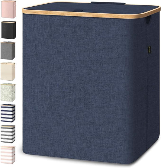 BALEINE 140L Laundry Hamper with Lid, Large Laundry Basket Bin | Large Capacity, Easy-Access Lid, Shape-Retaining Structure, Pull Handles, Ideal for Bedroom, Dorm, Laundry Room