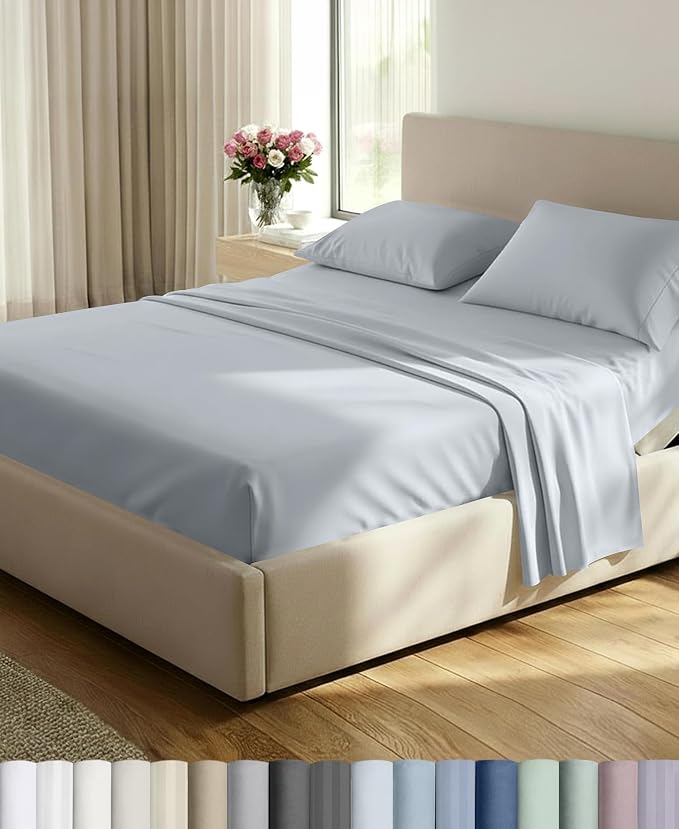 California Design Den 100% Cotton Sateen Split King Sheet Set, 5 Pcs | 500 Thread Count with Good Housekeeping Seal, Split King Sheets Sets for Adjustable Bed with 2 Separate Twin-XL Mattresses