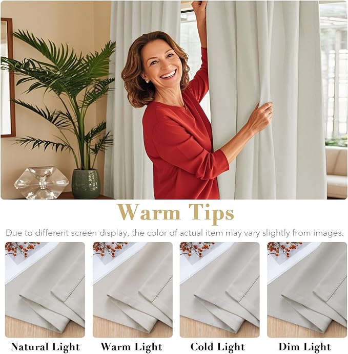 H.VERSAILTEX Blackout Curtains Thermal Insulated Window Treatment Panels Room Darkening Blackout Drapes for Living Room Back Tab/Rod Pocket Bedroom Draperies (2 Panels, Pale Oak, 52 x 96 Inch)