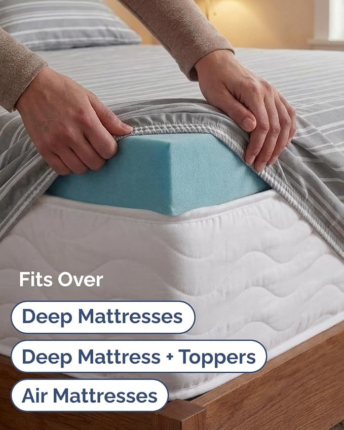 Extra Deep Twin XL Sheet Set - 4 Piece College Dorm Room - Grey Stripes 3 | College Dorm Room Essentials, Easy & Secure Fit, Ultra-Soft, Wrinkle & Fade Free, Comfy Sheets Set with Extra Deep Pockets
