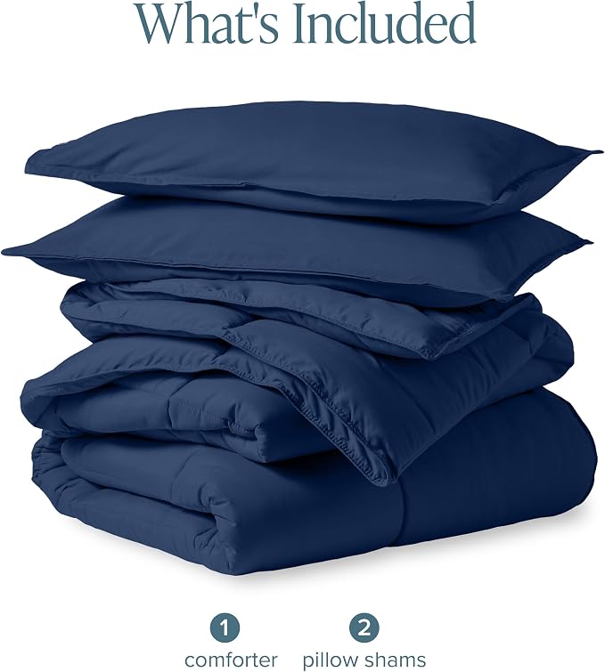 Bare Home Comforter Set - 1800 Ultra Soft (Oversized King, Dark Blue) | All-Season, Breathable, Hypoallergenic, Premium 1800, Warm, Cozy