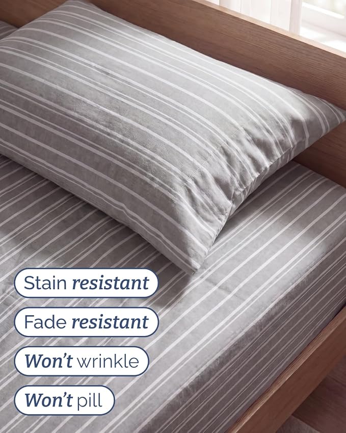 Twin Size 3 Piece Sheet Set - Breathable & Cooling Sheets - Grey Stripes | Hotel Luxury Bed Sheets for Women & Men, Deep Pockets, Easy-Fit, Extra Soft and Wrinkle Free Sheets, Oeko-Tex Bed Sheet Set