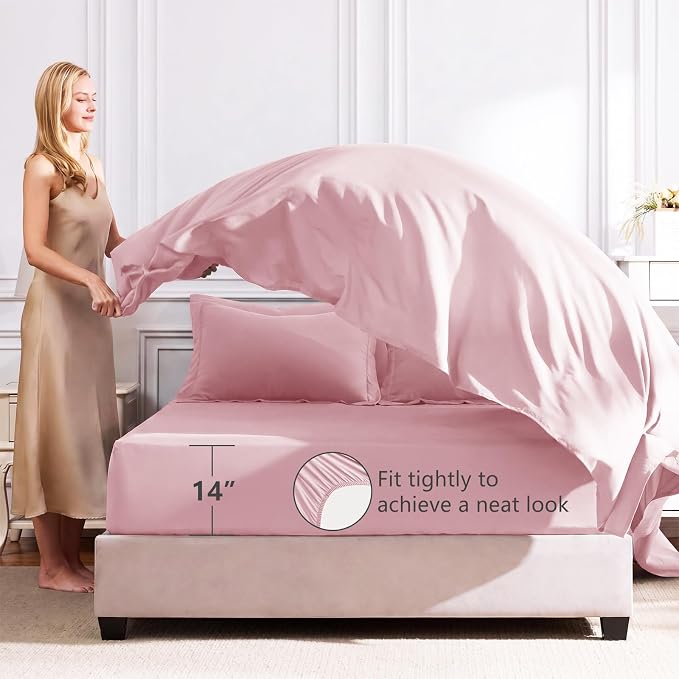 Full Size Comforter Sets Pink - 7 Pieces Complete Bedding Set | OEKO-TEX Certified, All Season, 240GSM Down-Alternative Comforter, Sheets, Pillowcases & Shams, 14" Deep Pocket, Easy Care