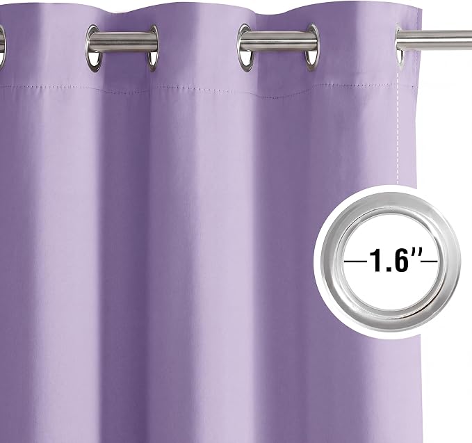 NICETOWN Lavender Purple Room Darkening Curtains 63 Inches Long 2 Panels for Girls Room, Bedroom, Nursery Thermal Insulated Blackout Drapes Solid Grommet Noise Reducing Window Curtains, W40