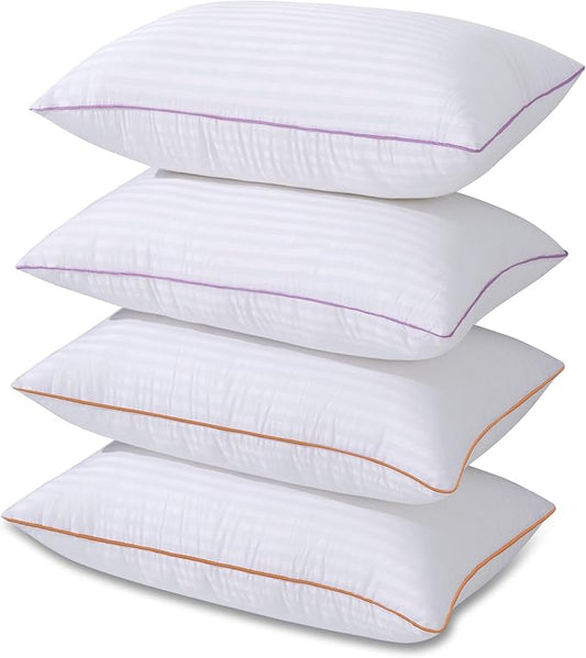 VAINOC Pillows Queen Size Set of 4,Breathable Hotel Collection Bed Pillows for Side Back Stomach Sleepers，Machine Washable Supportive Soft Down Alternative Microfiber Filled