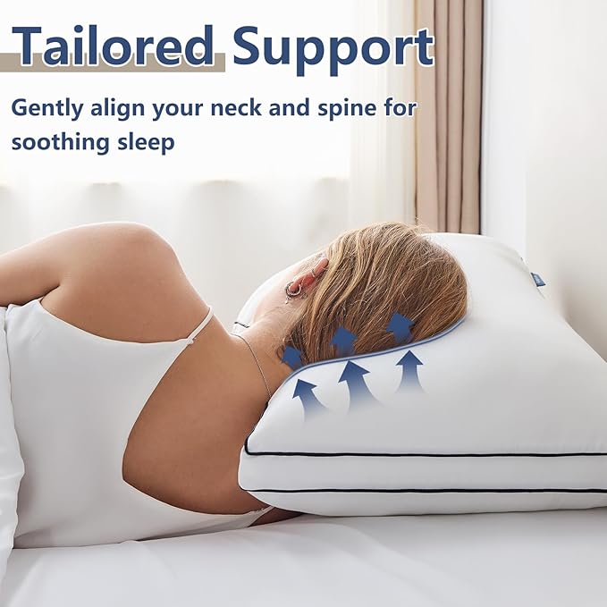 CozyLux Pillows King Size Set of 4, Gusseted Bed Pillow, 19 x 34 Inch | White Soft Supportive Down Alternative Pillows for Side, Back & Stomach Sleepers, OEKO-TEX Certified, Hotel Quality, Washable