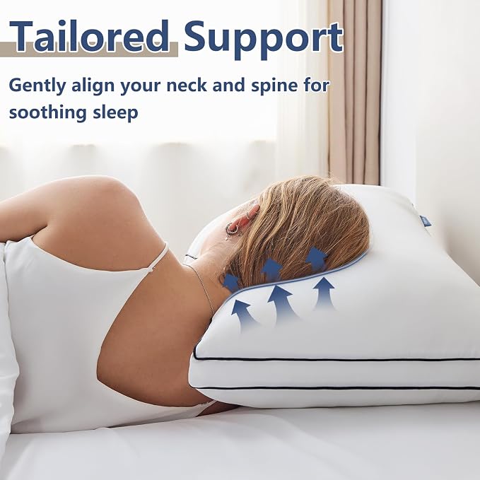CozyLux Pillows Standard Size Set of 4, Gusseted Bed Pillow, 18 x 26 Inch | White Soft Supportive Down Alternative Pillows for Side, Back & Stomach Sleepers, OEKO-TEX Certified, Hotel Quality, Washable