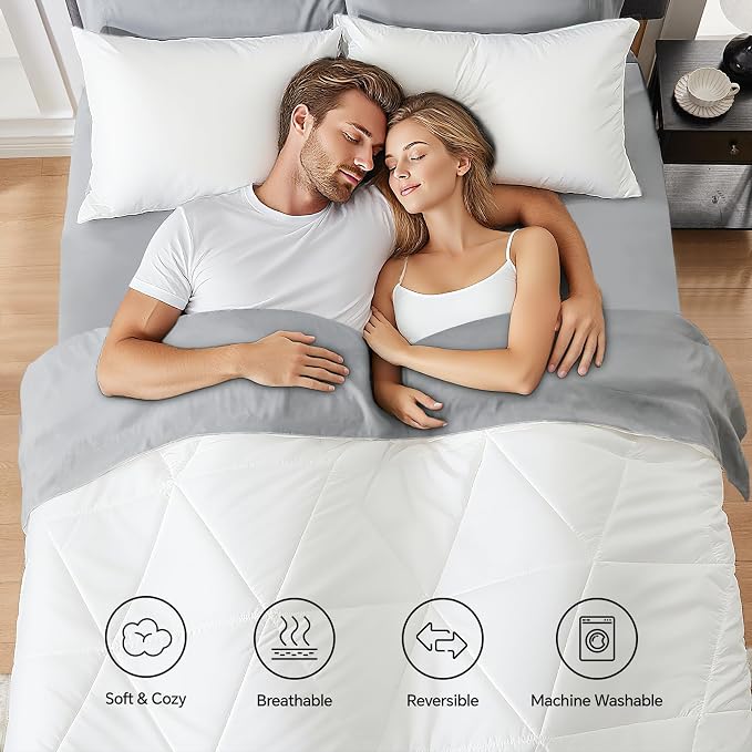 BEDELITE King Size Comforter Set 7 Pieces Bed in A Bag - Soft Microfiber Reversible White Bed Set with Comforters, Sheets, Pillowcases & Shams, Cozy Luxury Bedding Sets for All Season | Soft All Season Down-Alternative Comforter, Sheets, Pillowcases & ...