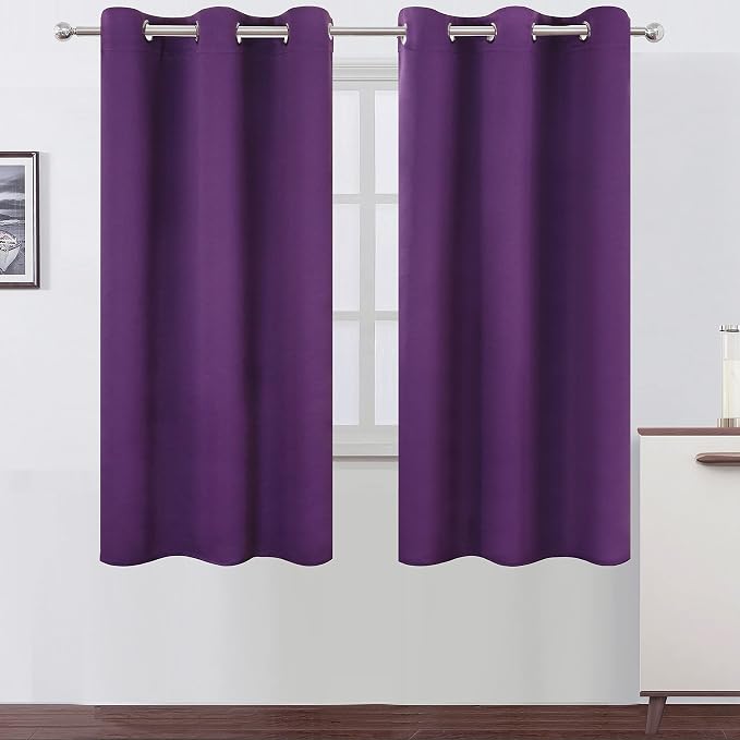 Purple Thermal Blackout Curtains/38 x 63 Inch/Set of 2 Panels Room Darkening Curtains for Bedroom