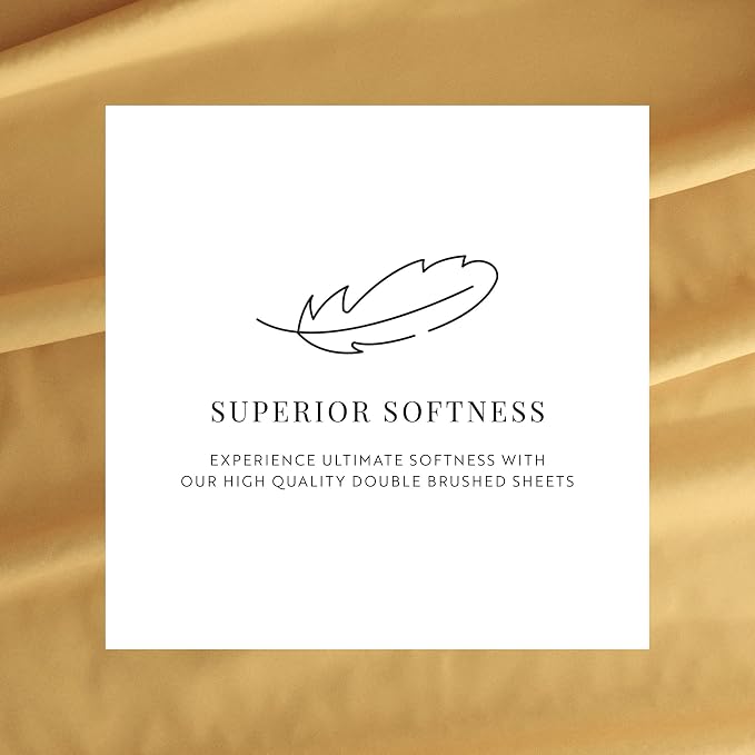Linen Market Brushed Microfiber King Sheet Set 4 Piece – Oeko-TEX Certified Ultra Soft & Wrinkle-Free - 16" Deep Pocket Sheets - Easy Care King Size - Gold