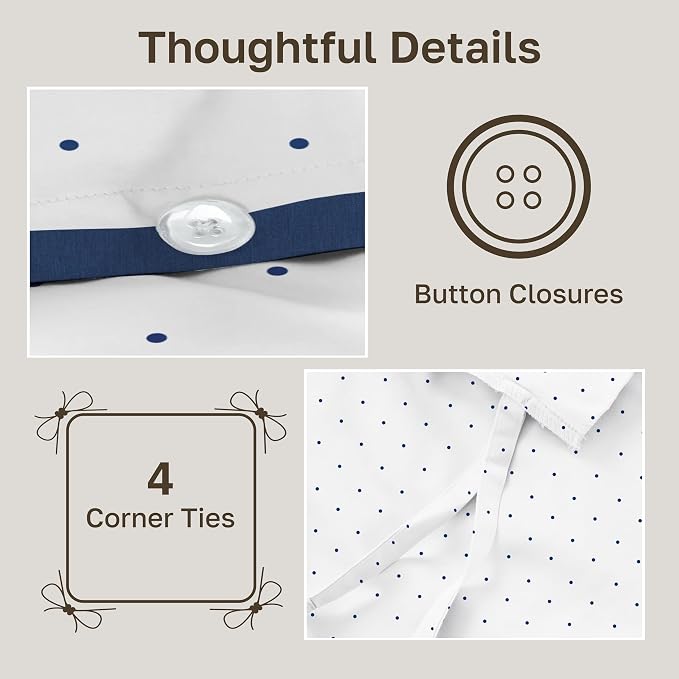 California Design Den Luxury King Duvet Cover Sets, Polka Dot Print | Soft 400 Thread Count 100% Cotton Sateen Backed by GH Seal, Duvet Cover & Pillow Sham 3 Pc Set, Button Closure & Corner Ties
