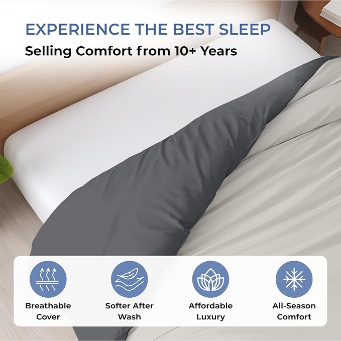 1 Pc Twin Size Duvet Cover Only -100% Egyptian Cotton 600 TC Ultra Soft Premium Durable Comforter Cover Zipper Closure & Corner Ties (Blended Grey, Twin/Twin XL 68" X 90")