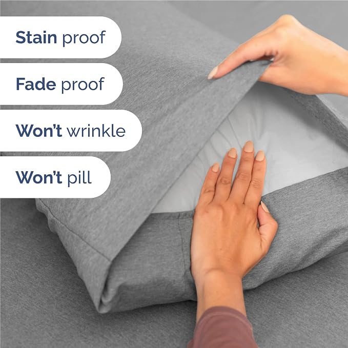 Full Size 4 Piece Sheet Set - Breathable & Cooling Sheets - Heathered Grey | Hotel Luxury Bed Sheets for Women & Men, Deep Pockets, Easy-Fit, Extra Soft and Wrinkle Free Sheets, Oeko-Tex Bed Sheet Set