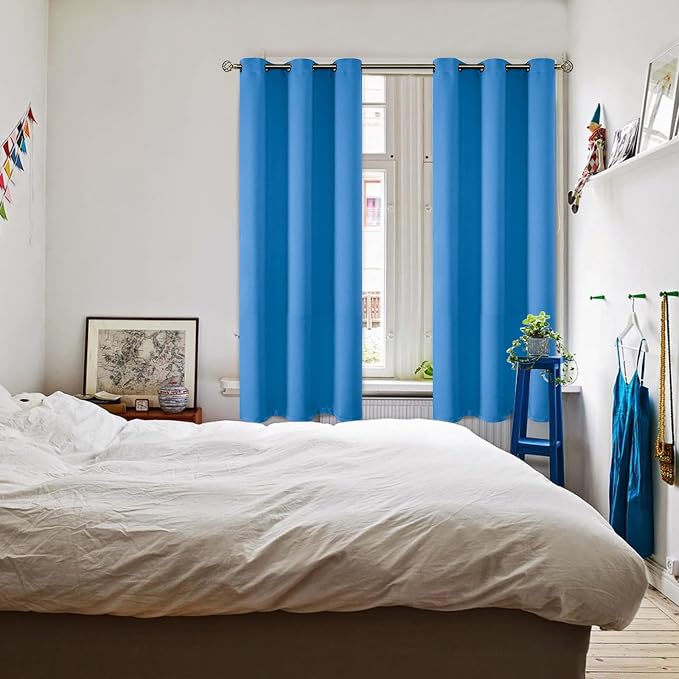 BGment Classic Blue Blackout Curtains for Bedroom 72 Inch Long - 2 Panels | Grommet Top, Black Out, Room Darkening, Sunblock, Thermal Insulated, Window Drapes for Kids Boys Room, 42x72 Inch